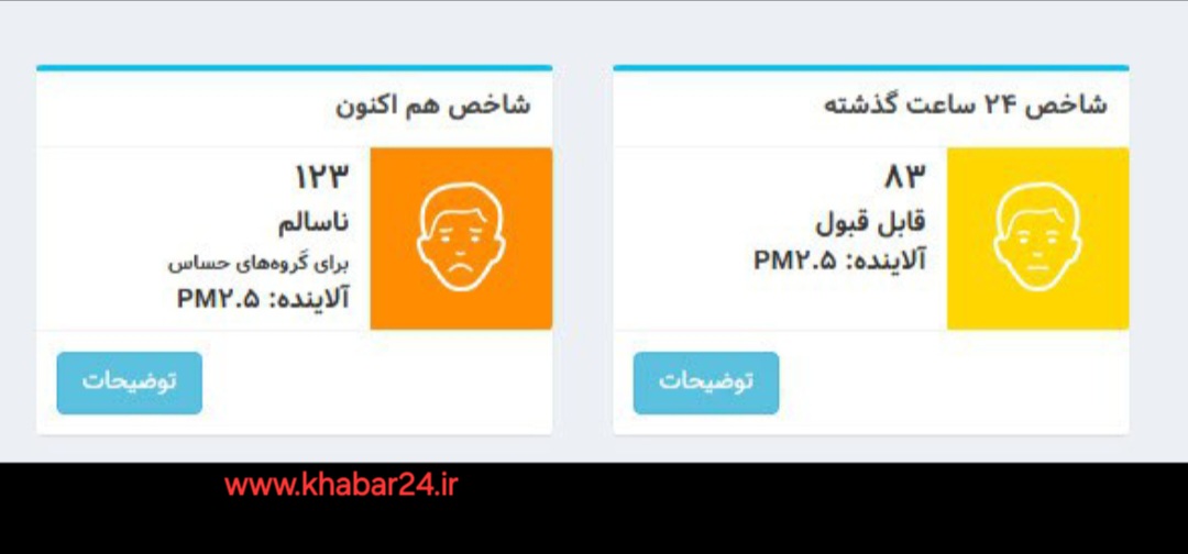 خبر۲۴ : هوای تهران ناسالم است
